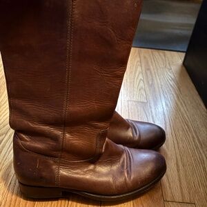 Frye Melissa Button Cognac Leather Knee High Boot